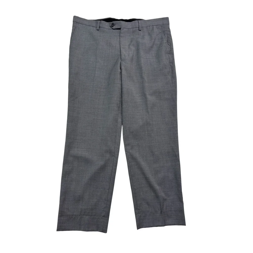 Pronto Uomo Platinum 44R 38x29 Gray 2pc Pant Suit Stretch Wool Flat Front Mens